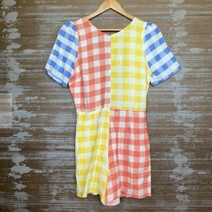 Anthropologie Farm Rio NWT Gingham Contrast Open Back Romper Boho Preppy Women S